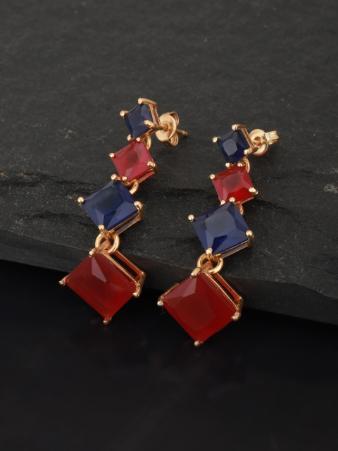Carlton London Maroon & Navy Blue Gold-Plated Stone-Studded Diamond Shaped Drop Earrings
Carlton London Maroon & Navy Blue Gold-Plated Stone-Studded Diamond Shaped Drop Earrings