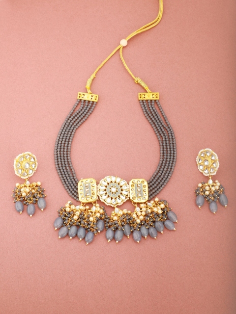 Carlton London Grey Gold-Plated CZ-Studded Multi-Stranded Handcrafted Choker Jewellery Set
Carlton London Grey Gold-Plated CZ-Studded Multi-Stranded Handcrafted Choker Jewellery Set
