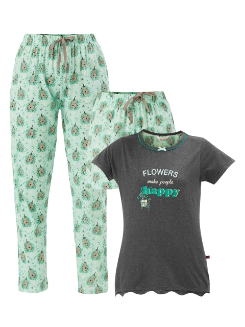July Nightwear Women 3 Pc Charcoal Grey & Sea Green Organic Cotton Printed Night Suit
July Nightwear Women 3 Pc Charcoal Grey & Sea Green Organic Cotton Printed Night Suit