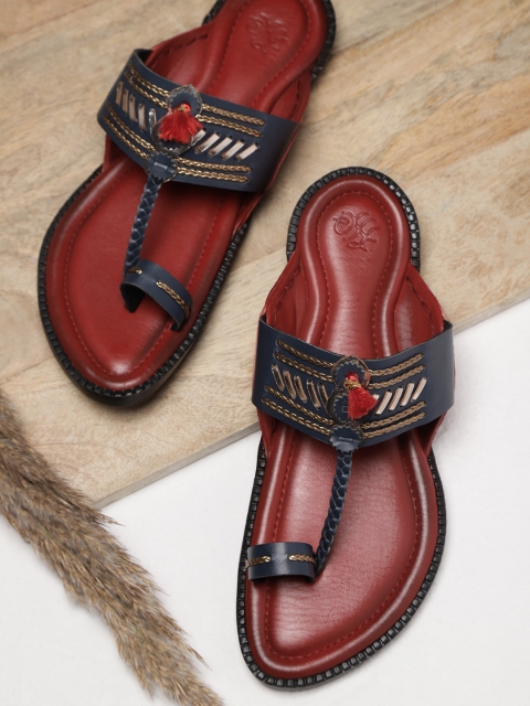 House of Pataudi Men Navy Blue & Maroon Braided Detail Leather One Toe Comfort Sandals
House of Pataudi Men Navy Blue & Maroon Braided Detail Leather One Toe Comfort Sandals