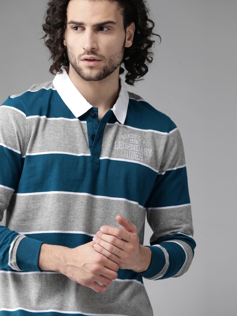 Roadster Men Teal Blue Grey Melange Striped Pure Cotton Polo Collar Pure Cotton T-shirt
Roadster Men Teal Blue Grey Melange Striped Pure Cotton Polo Collar Pure Cotton T-shirt