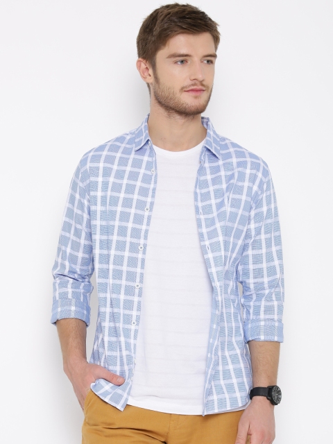 United Colors of Benetton Blue & White Checked Casual Shirt