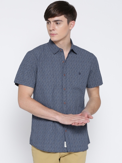 United Colors of Benetton Navy Printed Casual Shirt, Navy blue
