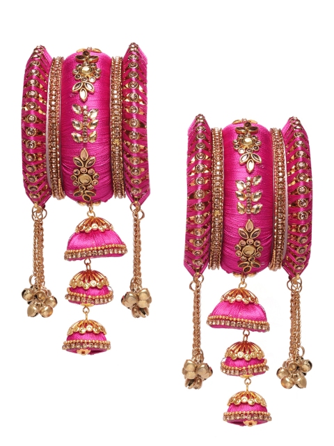 Peora Gold-Plated & Pink Set Of 10 Matching Floral Kundan Studded Chura Bangle Set
Peora Gold-Plated & Pink Set Of 10 Matching Floral Kundan Studded Chura Bangle Set