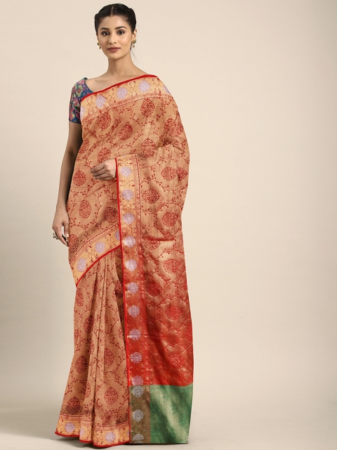 Pothys Red & Golden Tissue Woven Design Saree