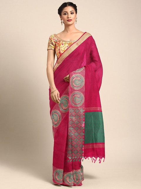 Pothys Pink Striped Silk Cotton Saree