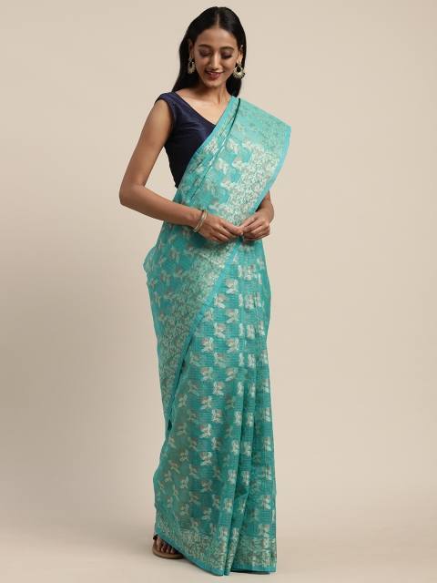 Pothys Mint Green Printed Supernet Saree