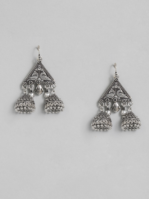 Anouk Silver-Plated Triangular Jhumka Earrings