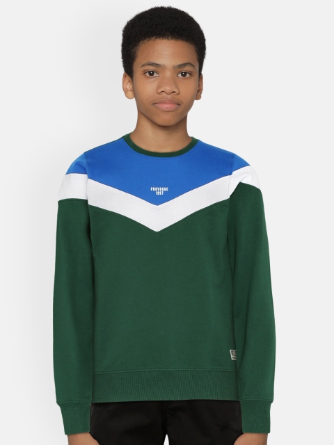 Provogue Boys Green & Blue Colourblocked Sweatshirt