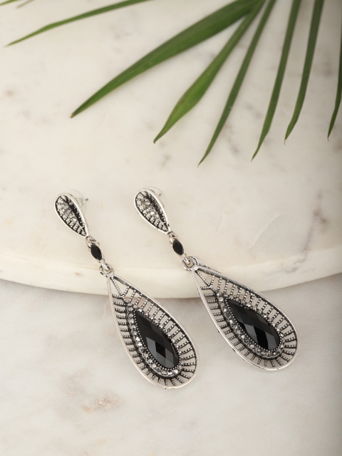 Carlton London Oxidised Silver-Toned & Black Rhodium-Plated Stone Studded Drop Earrings
Carlton London Oxidised Silver-Toned & Black Rhodium-Plated Stone Studded Drop Earrings
