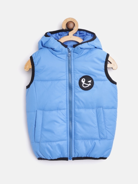 Miss & Chief Boys Blue Solid Hooded Padded Jacket