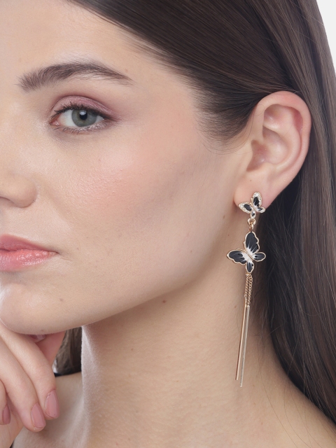 YouBella Black & White Gold-Plated Stone Studded Butterfly Shaped Tasselled Drop Earrings
YouBella Black & White Gold-Plated Stone Studded Butterfly Shaped Tasselled Drop Earrings