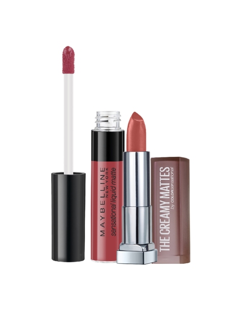 Maybelline New York Set of Creamy Matte Lipstick & Sensational Liquid Matte Lipstick, Maroon
Maybelline New York Set of Creamy Matte Lipstick & Sensational Liquid Matte Lipstick, Maroon