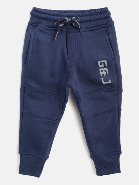 Gini and Jony Boys Navy Solid Joggers, Navy blue
