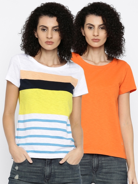 United Colors of Benetton Pack of 2 Striped Pure Cotton T-shirts, Multi
