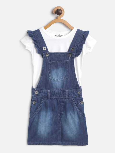 Palm Tree Girls Navy Blue Pure Cotton Faded Denim Pinafore Dress with Solid T-shirt
Palm Tree Girls Navy Blue Pure Cotton Faded Denim Pinafore Dress with Solid T-shirt