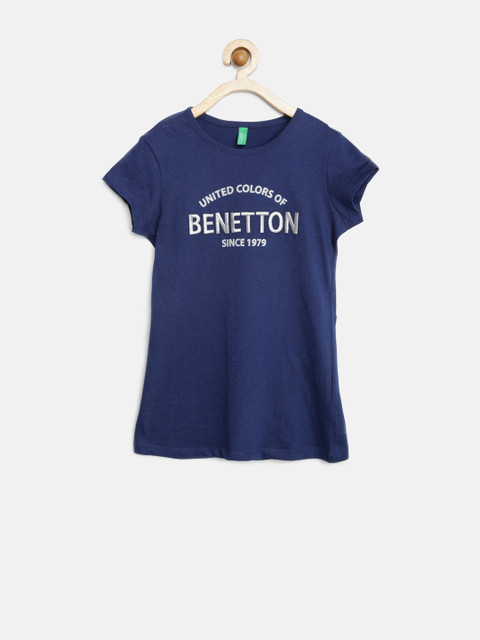 United Colors of Benetton Girls Navy Embroidered T-shirt, Navy blue 
United Colors of Benetton Girls Navy Embroidered T-shirt, Navy blue