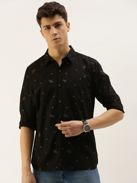 SINGLE Men Black Slim Fit Conversational Printed Casual Shirt
SINGLE Men Black Slim Fit Conversational Printed Casual Shirt