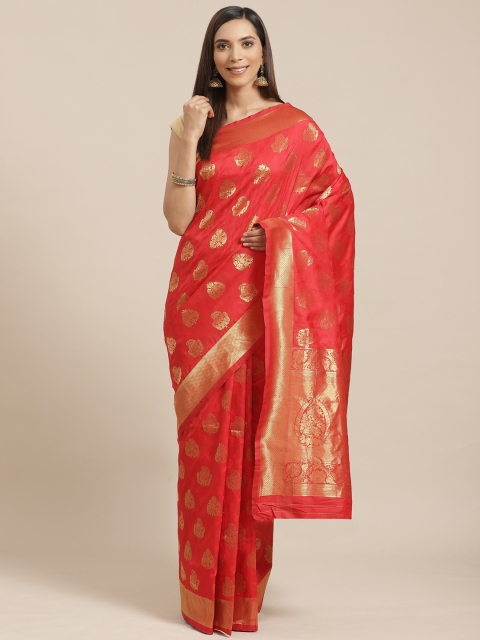 Nanda Silk Mills Red & Golden Woven Design Saree