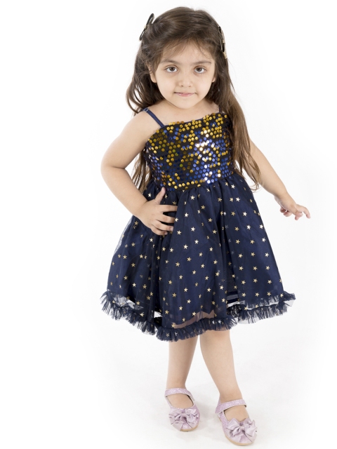 pspeaches Girls Navy Blue & Golden Star Print Sequinned Net Layered Fit & Flare Dress
pspeaches Girls Navy Blue & Golden Star Print Sequinned Net Layered Fit & Flare Dress