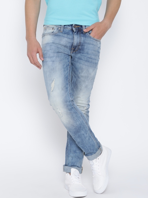 United Colors of Benetton Men Blue Washed Skinny Stretchable Jeans