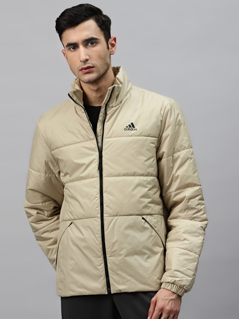 ADIDAS Men Beige Outdoor BSC 3-Stripes Slim Fit Solid Insulated Jacket