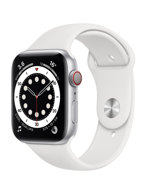 Apple Watch Series 6-GPS + Cellular, 44mm- Silver Aluminium Case with White Sport Band, Off white
Apple Watch Series 6-GPS + Cellular, 44mm- Silver Aluminium Case with White Sport Band, Off white