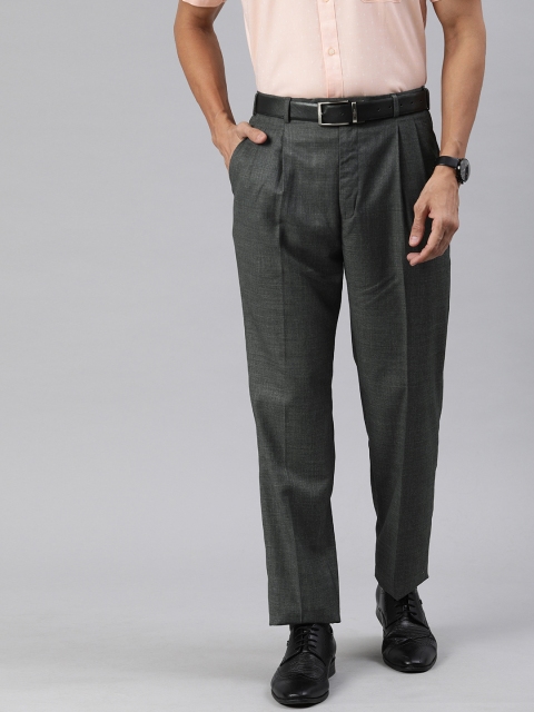 Raymond Men Charcoal Grey Classic Fit Solid Formal Trousers