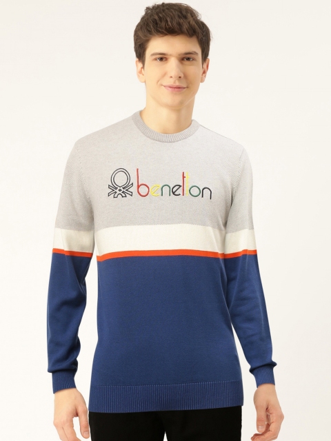 United Colors of Benetton Men Grey & Blue Colourblocked Pullover with Brand Logo Detail
United Colors of Benetton Men Grey & Blue Colourblocked Pullover with Brand Logo Detail