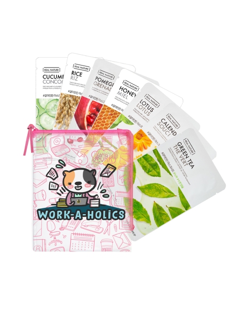 The Face Shop Pack of 7 Workaholics Mask Sheets, Pink