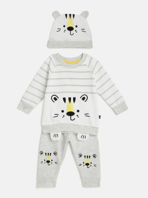 Moms Love Boys Grey & Off-White Pure Cotton Striped Sweatshirt with Joggers & Beanie, Green
Moms Love Boys Grey & Off-White Pure Cotton Striped Sweatshirt with Joggers & Beanie, Green