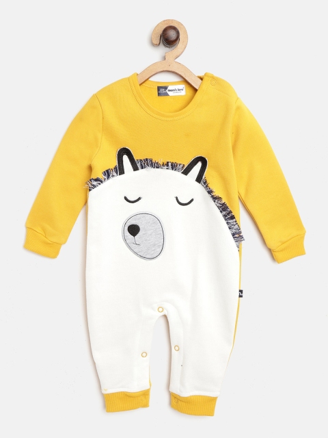 Moms Love Boys Mustard Yellow & White Pure Cotton Colourblocked Rompers with Applique
Moms Love Boys Mustard Yellow & White Pure Cotton Colourblocked Rompers with Applique