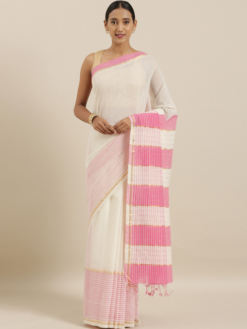 The Chennai Silks Classicate Off-White & Pink Pure Cotton Self-Checked Mangalagiri Saree
The Chennai Silks Classicate Off-White & Pink Pure Cotton Self-Checked Mangalagiri Saree