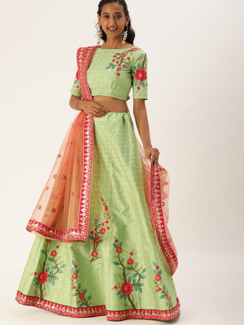 panchhi Green & Peach-Coloured Embroidered Semi-Stitched Lehenga & Unstitched Blouse with Dupatta
panchhi Green & Peach-Coloured Embroidered Semi-Stitched Lehenga & Unstitched Blouse with Dupatta