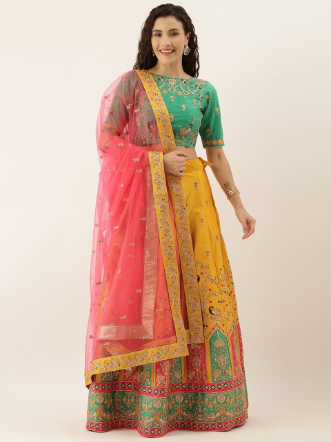 panchhi Mustard & Green Embroidered Semi-Stitched Lehenga & Unstitched Blouse with Dupatta
panchhi Mustard & Green Embroidered Semi-Stitched Lehenga & Unstitched Blouse with Dupatta