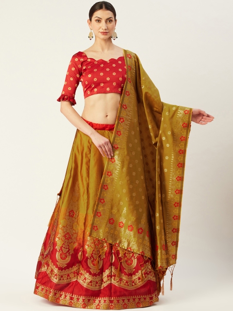 Mitera Red & Mustard Woven Design Semi-Stitched Lehenga & Unstitched Blouse with Dupatta
Mitera Red & Mustard Woven Design Semi-Stitched Lehenga & Unstitched Blouse with Dupatta