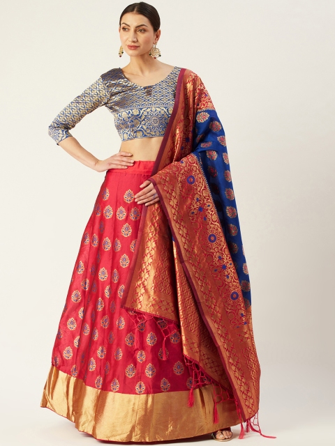 Mitera Pink & Navy Blue Woven Design Semi-Stitched Lehenga & Unstitched Blouse with Dupatta
Mitera Pink & Navy Blue Woven Design Semi-Stitched Lehenga & Unstitched Blouse with Dupatta