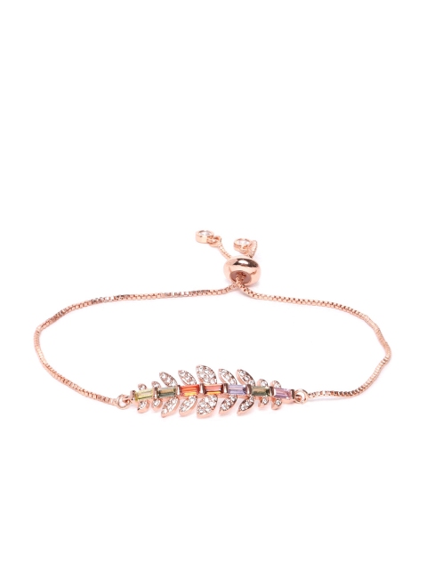 DIVA WALK EXCLUSIVE Red & Green Rose Gold-Plated CZ-Studded Leaf Shaped Handcrafted Adjustable Bracelet
DIVA WALK EXCLUSIVE Red & Green Rose Gold-Plated CZ-Studded Leaf Shaped Handcrafted Adjustable Bracelet