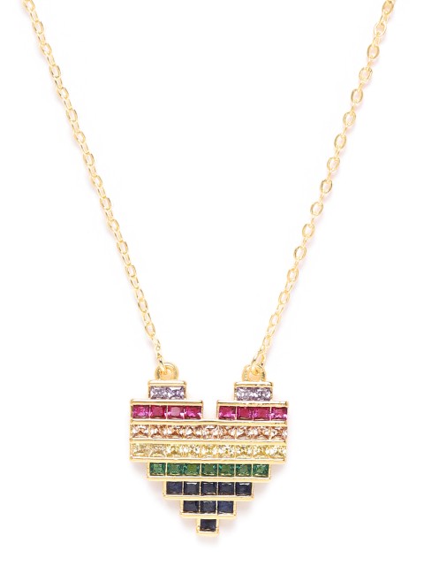 DIVA WALK EXCLUSIVE Women Multicoloured Gold-Plated CZ Studded Heart-Shaped Handcrafted Necklace, Multi
DIVA WALK EXCLUSIVE Women Multicoloured Gold-Plated CZ Studded Heart-Shaped Handcrafted Necklace, Multi