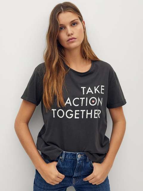 MANGO Charcoal & White Organic Cotton Printed Round Neck Fero Foundation Solidary T-shirt
MANGO Charcoal & White Organic Cotton Printed Round Neck Fero Foundation Solidary T-shirt