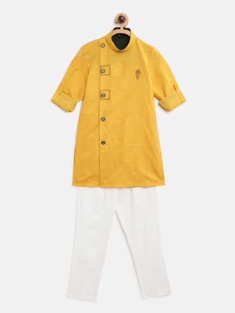 Readiprint Fashions Boys Mustard Yellow & White Embroidered Angrakha Kurta with Pyjama
Readiprint Fashions Boys Mustard Yellow & White Embroidered Angrakha Kurta with Pyjama