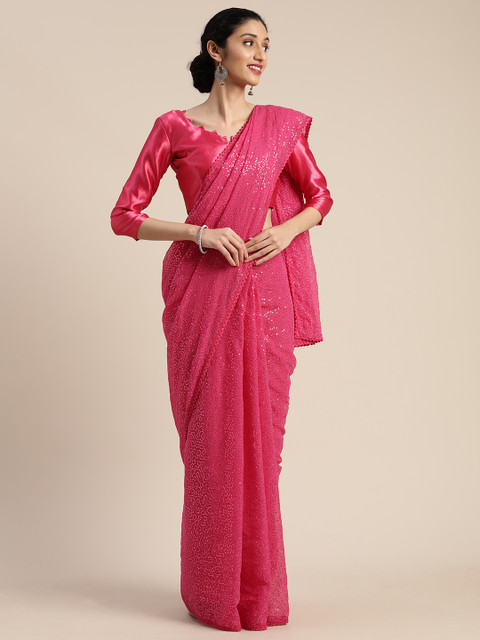 Mitera Pink Poly Georgette Embroidered Kanjeevaram Saree
Mitera Pink Poly Georgette Embroidered Kanjeevaram Saree
