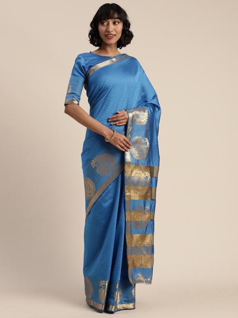 KALINI Blue Woven Design Kanjeevaram Saree
