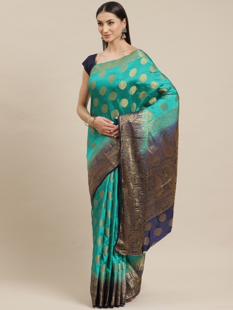 Shaily Green & Golden Zari Woven Design Saree