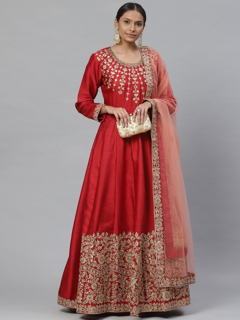 Readiprint Fashions Maroon & Peach-Coloured Zari Embroidered Semi-Stitched Dress Material
Readiprint Fashions Maroon & Peach-Coloured Zari Embroidered Semi-Stitched Dress Material