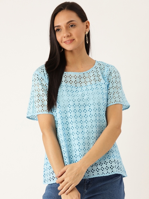 United Colors of Benetton Women Blue Schiffli Embroidered Semi-Sheer Pure Cotton Top
United Colors of Benetton Women Blue Schiffli Embroidered Semi-Sheer Pure Cotton Top
