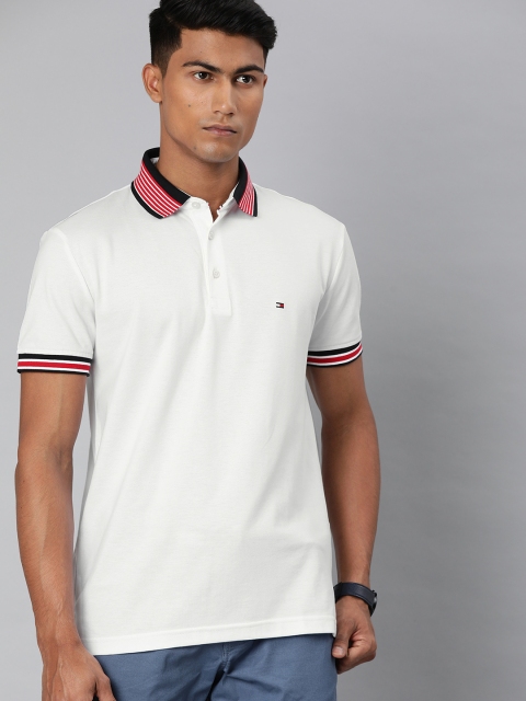 Tommy Hilfiger Men White Solid Polo Collar Pure Cotton T-shirt with Contrast Tipping
Tommy Hilfiger Men White Solid Polo Collar Pure Cotton T-shirt with Contrast Tipping