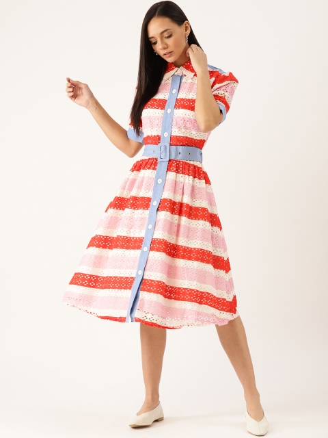 United Colors of Benetton Women White & Red Schiffli Embroidered Shirt Dress With Belt
United Colors of Benetton Women White & Red Schiffli Embroidered Shirt Dress With Belt