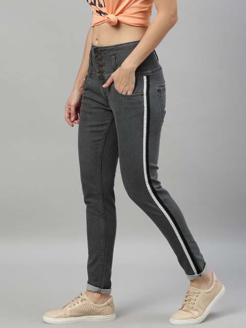 Enviously Young Women Grey Slim Fit High-Rise Clean Look Stretchable Side Striped Jeans
Enviously Young Women Grey Slim Fit High-Rise Clean Look Stretchable Side Striped Jeans
