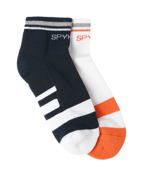 SPYKAR Men Pack of 2 Ankle-Length Socks, White
